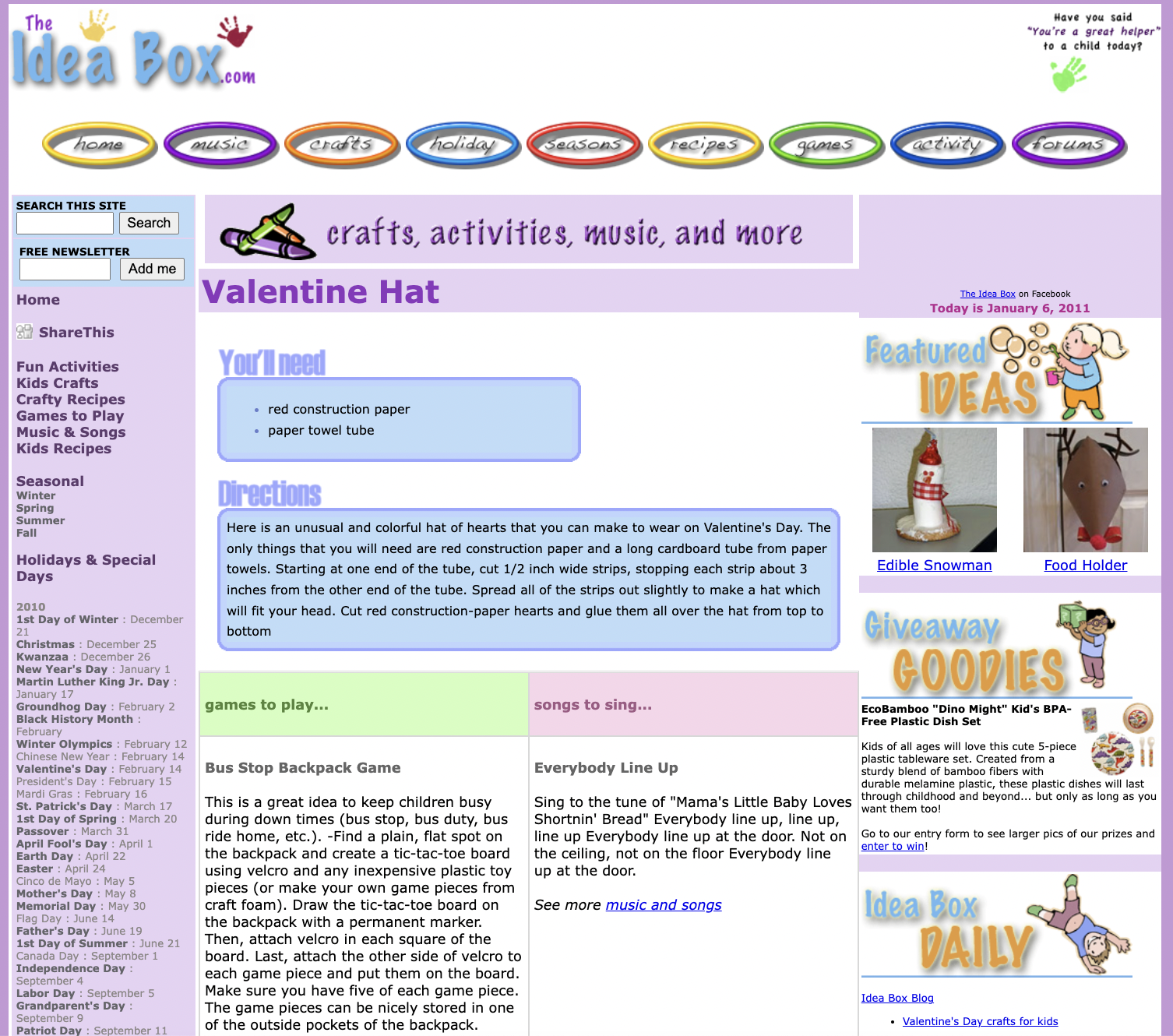 Valentine Hat Activity