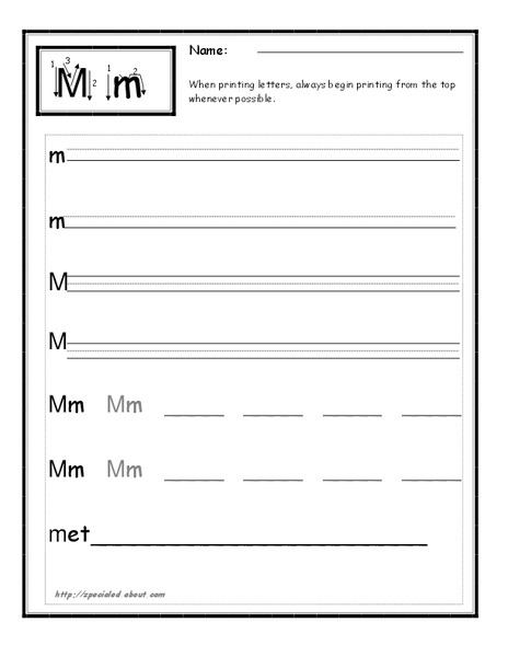 Letter Mm Practice Worksheet