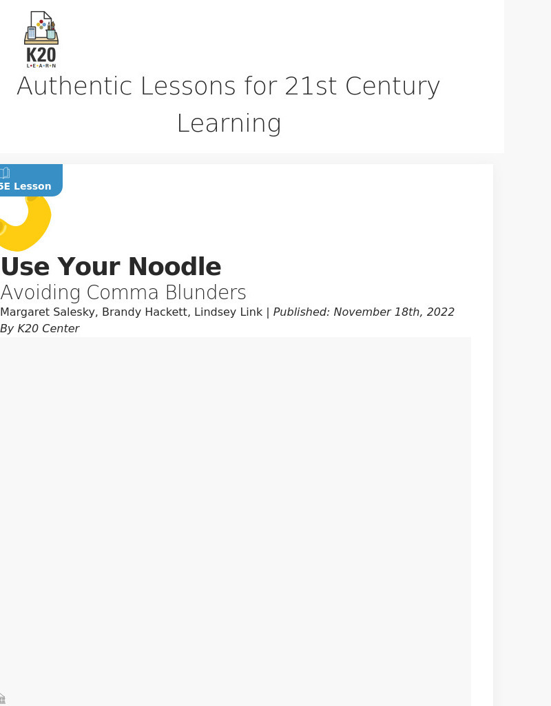 Use Your Noodle: Avoiding Comma Blunders Lesson Plan
