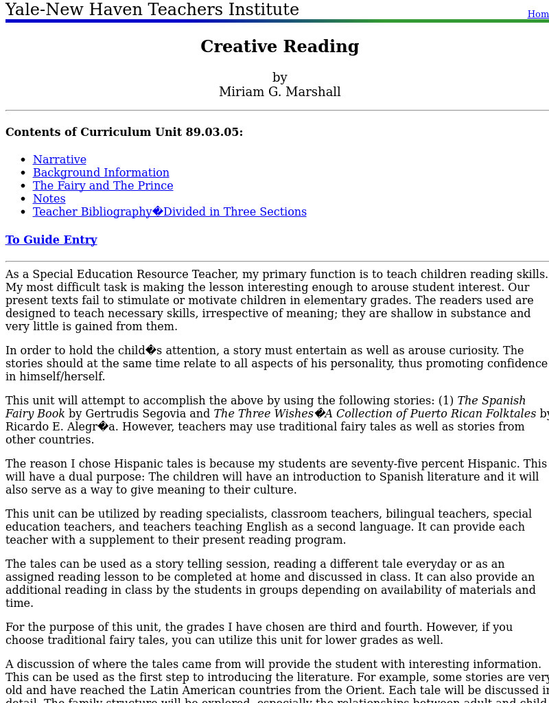 Creative Reading Lesson Plan
