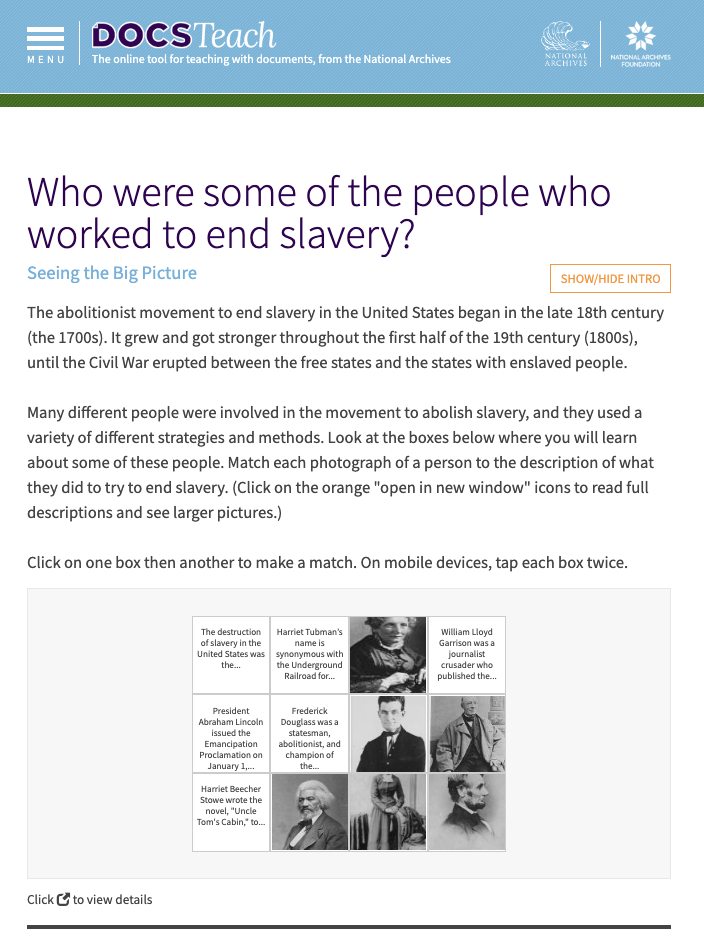 Who Were Some of the People Who Worked to End Slavery? Interactive