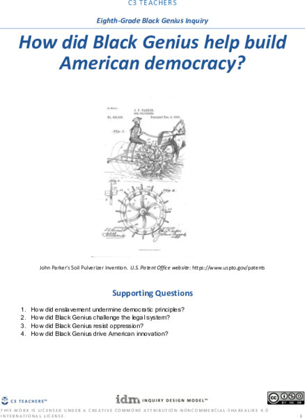 Black Genius: How Did Black Genius Help Build American Democracy? Unit Plan