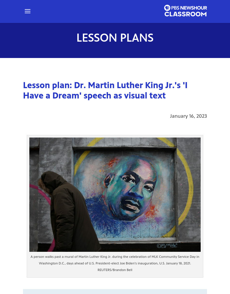 Dr. Martin Luther King Jr.’s ‘I Have a Dream’ Speech as Visual Text Lesson Plan