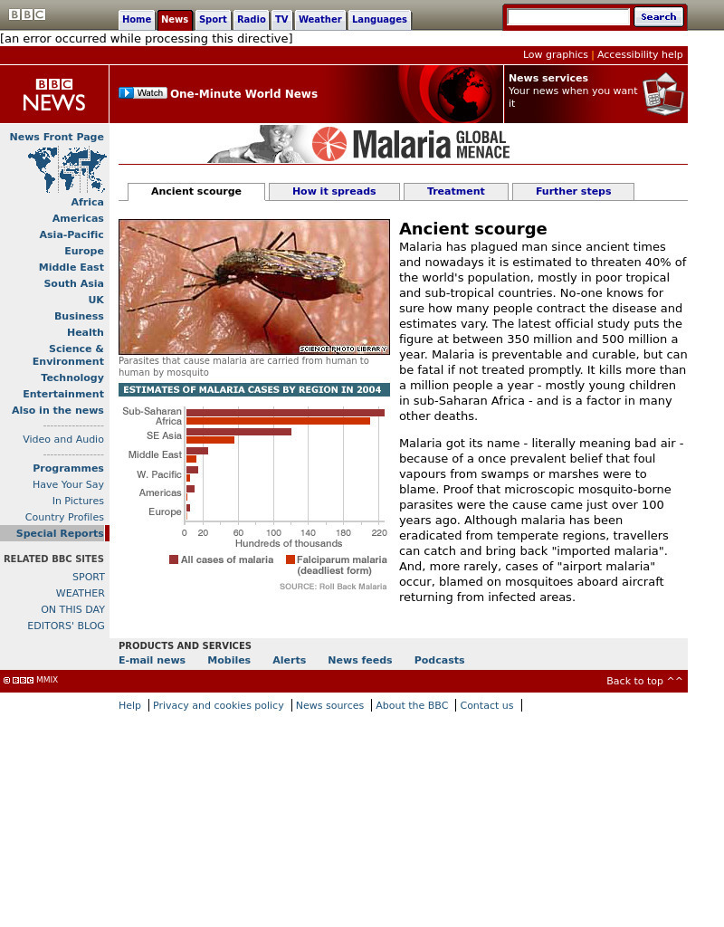 Bbc: Malaria Global Menace Article