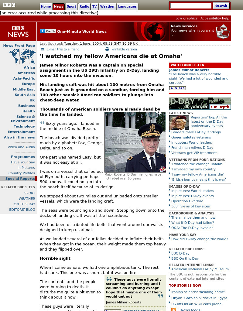 Bbc: I Watched My Fellow Americans Die at Omaha Handout