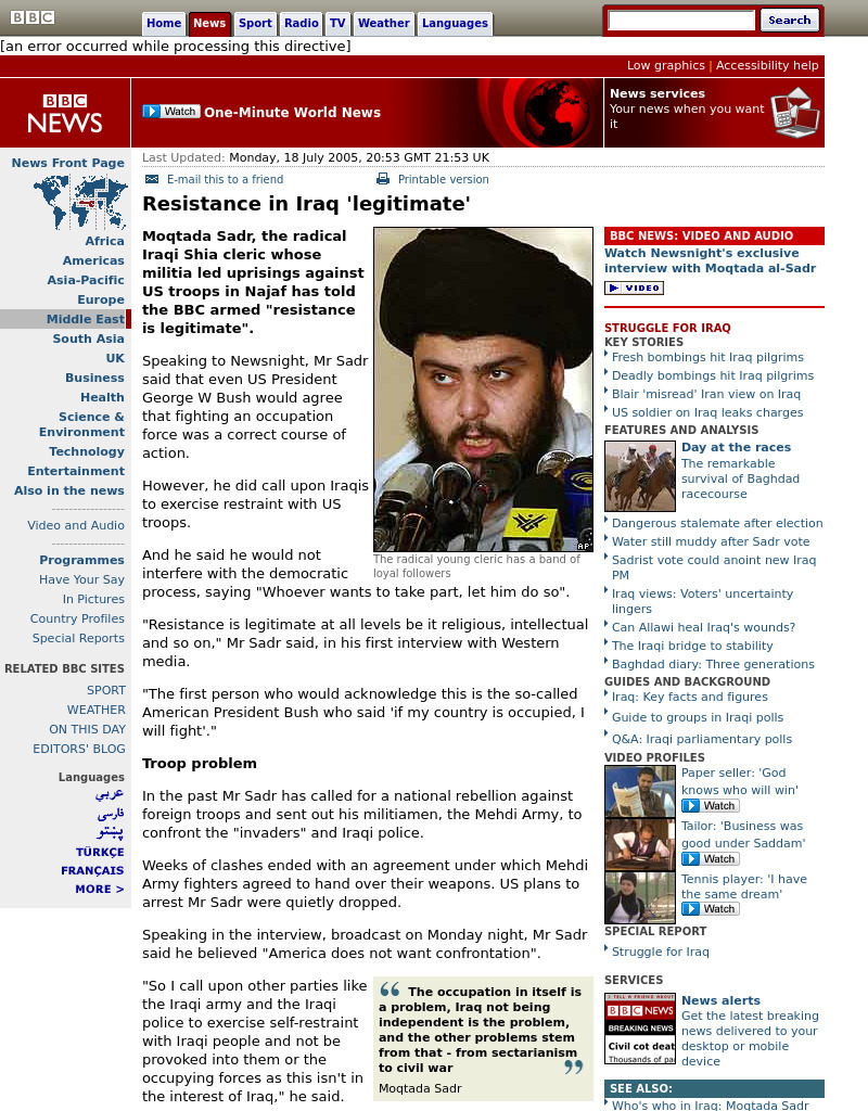 Bbc: Resistance in Iraq Legitimate Article