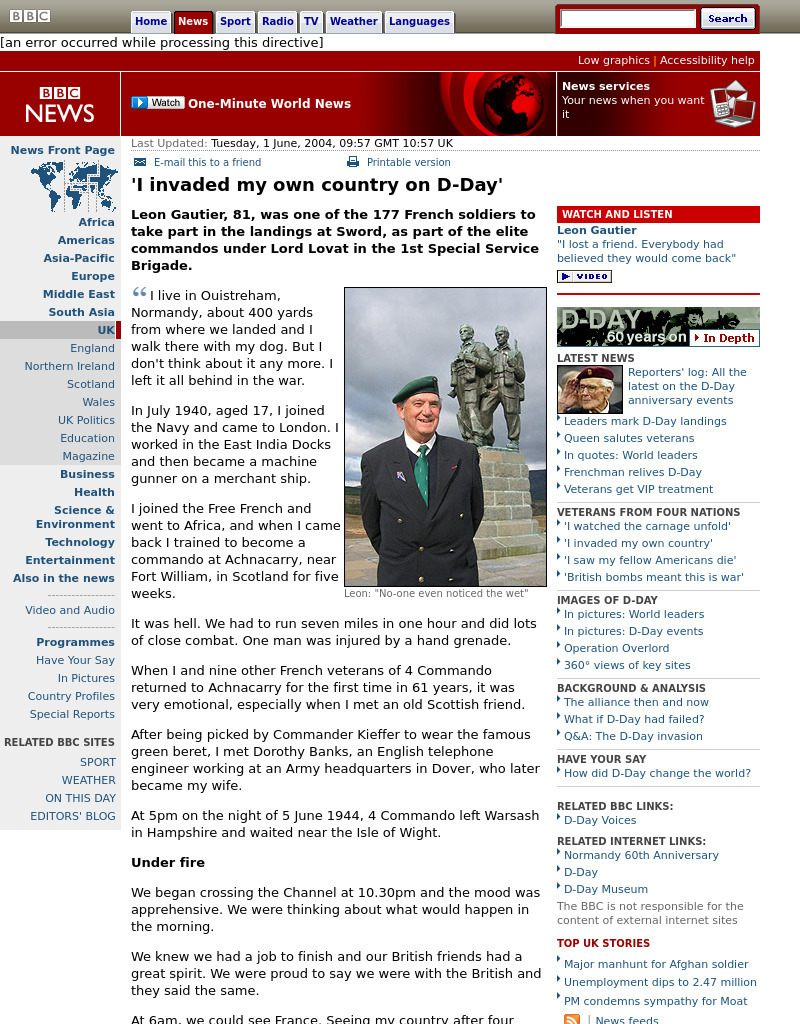 Bbc: "I Invaded My Own Country on D Day" Primary