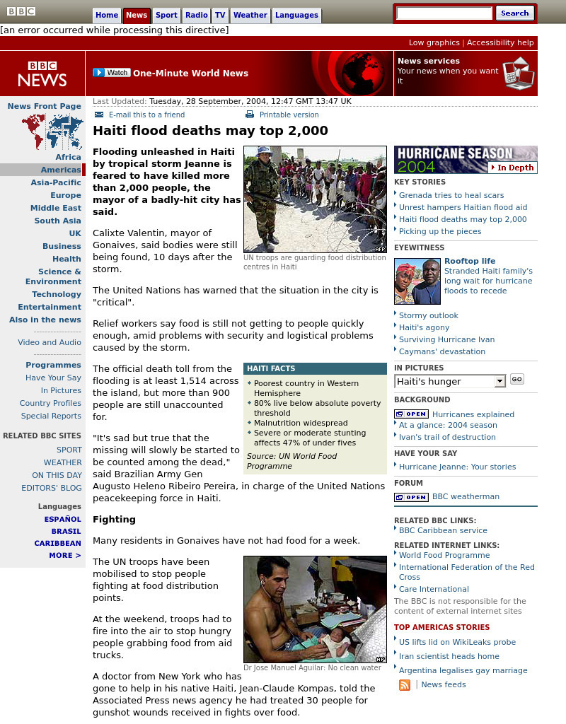 Bbc: Haiti Flood Deaths May Top 2000 Handout