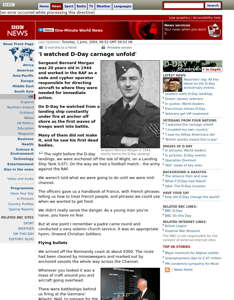Bbc: "I Watched D Day Carnage Unfold" Primary
