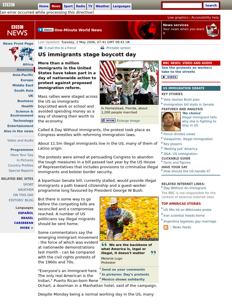 Bbc News: Us Immigrants Stage Boycott Day Article
