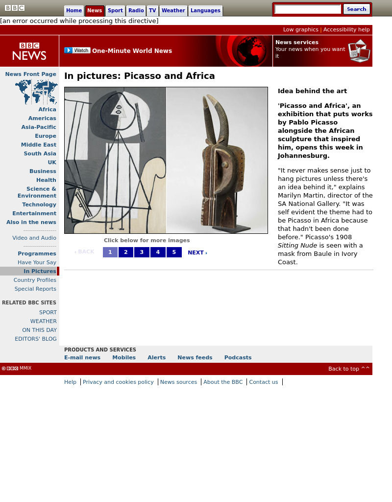 Bbc: In Pictures: Picasso and Africa Website