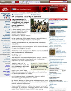 Bbc News: Un to Assess Security in Somalia Website