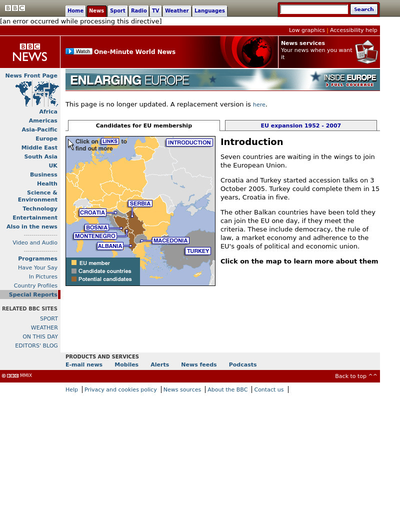 Bbc: Enlarging Europe Article