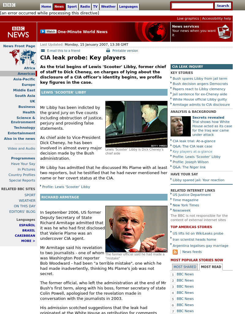 Bbc: Cia Leak Probe: Key Players Handout