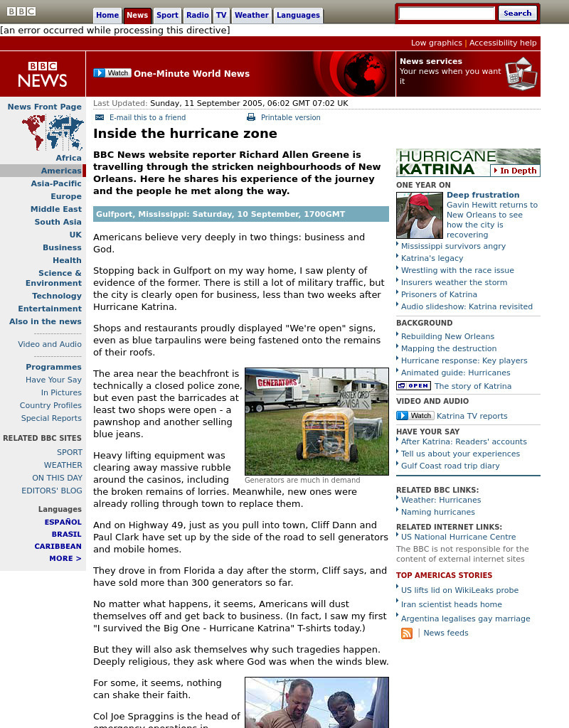 Bbc: Inside the Hurricane Zone Handout