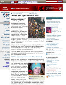 Bbc News: Ukraine M Ps Reject Result of Vote Article