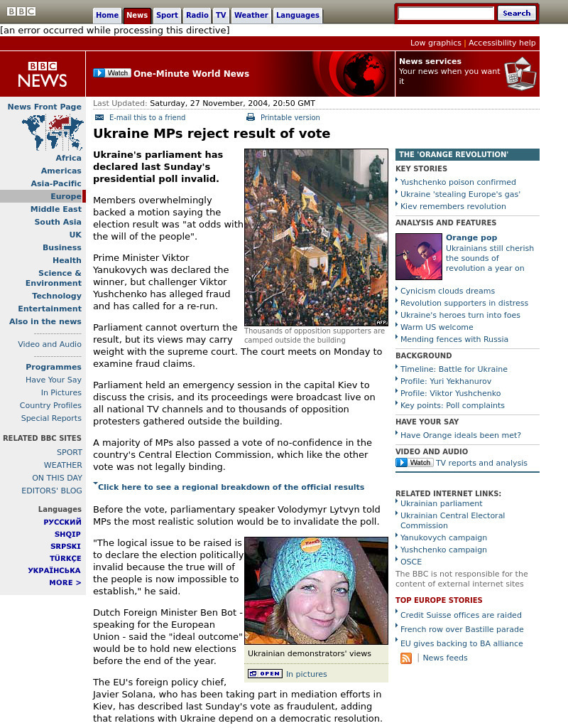 Bbc News: Ukraine M Ps Reject Result of Vote Article