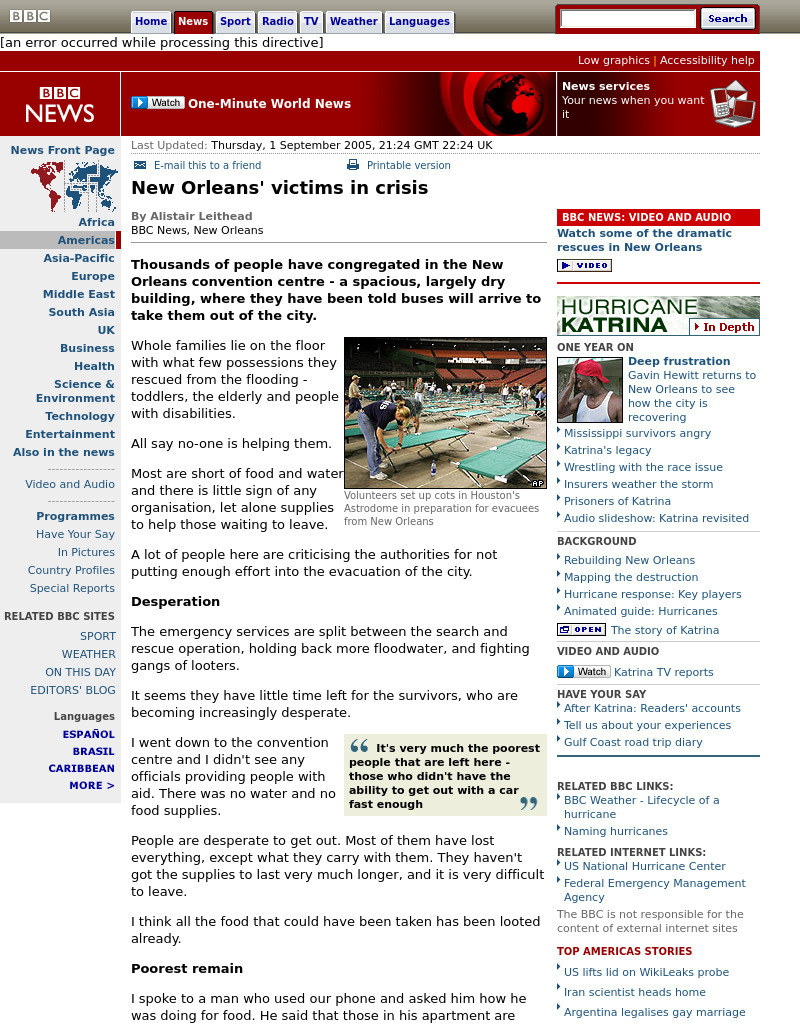 Bbc: New Orleans' Victims in Crisis Handout