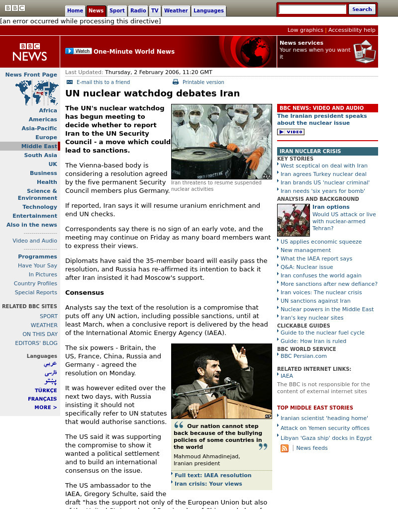 Bbc: Un Nuclear Watchdog Debates Iran Handout