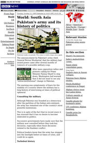Bbc News: Pakistan's Army and Its History of Politics Website