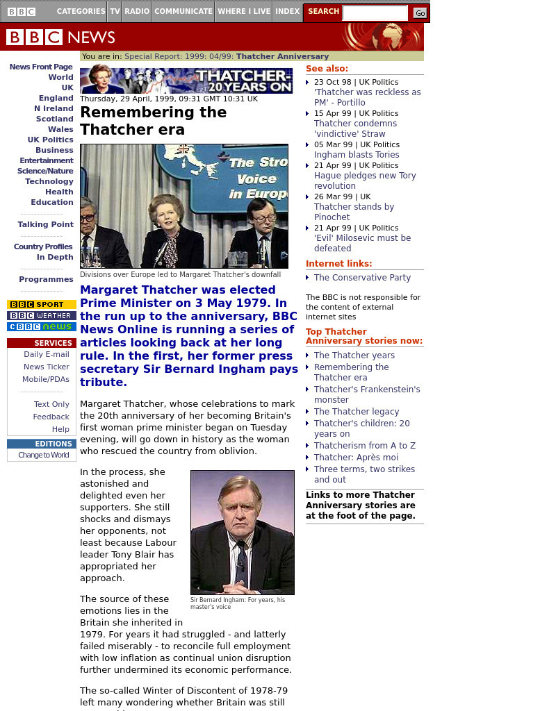 Bbc News: Remembering the Thatcher Era Article