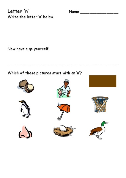 Letter N Worksheet