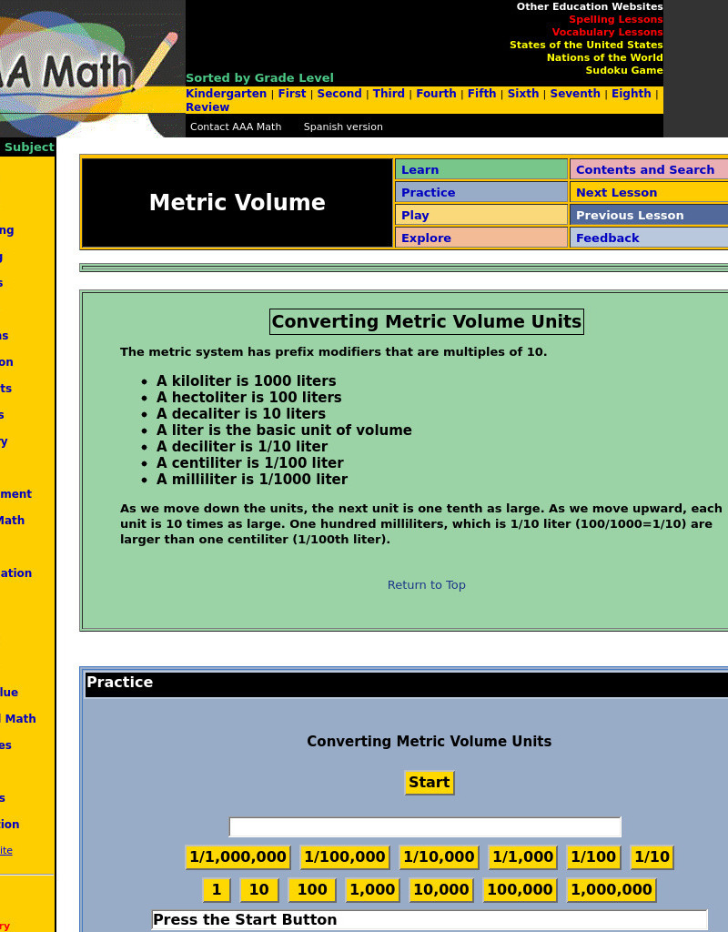 Aaa Math: Metric Volume Unit Plan