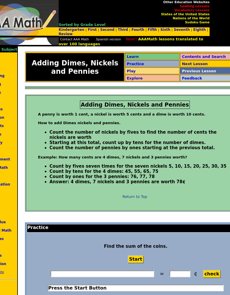 Aaa Math: Adding Dimes, Nickels, and Pennies Unit Plan