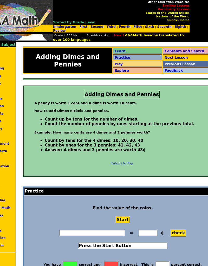 Aaa Math: Adding Dimes and Pennies Unit Plan