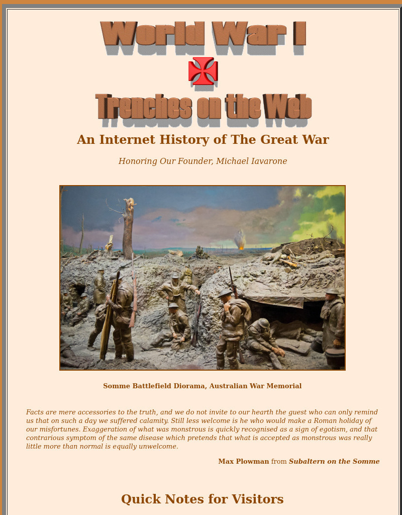 Worldwar1.com: Trenches on the Web: Introduction Website