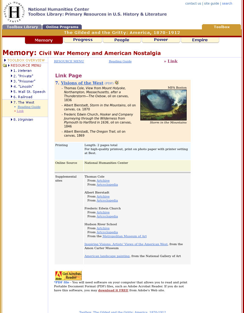 National Humanities Center: Toolbox Library: The West, the Gilded and the Gritty: America, 1870 1912 Primary