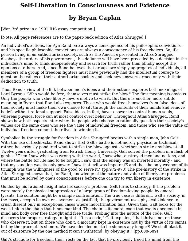 Self Liberation in Consciousness and Existence Article