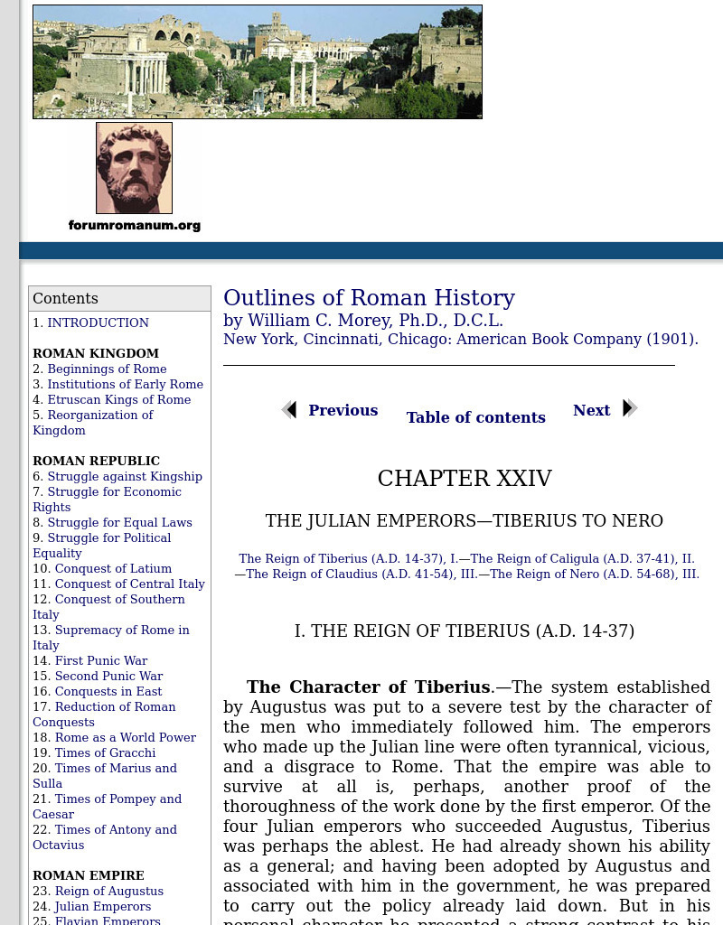 Outlines of Roman History: Julian Emperors: Reign of Nero Handout