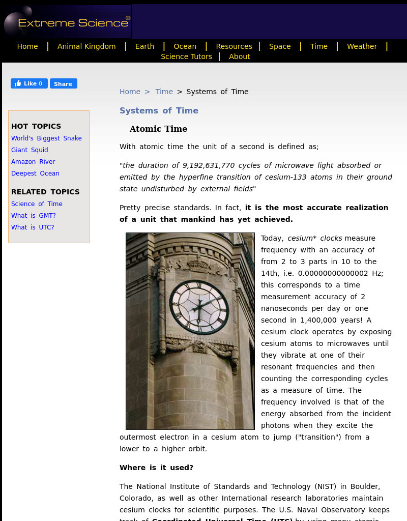 Extreme Science: Systems of Time: Atomic Time Handout