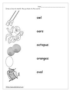 Letter o words Worksheet