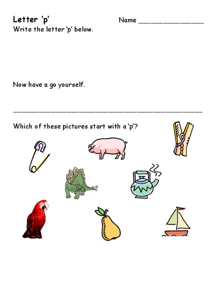 Letter P Worksheet