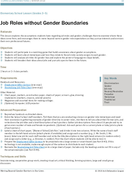 Job Roles without Gender Boundaries Lesson Plan