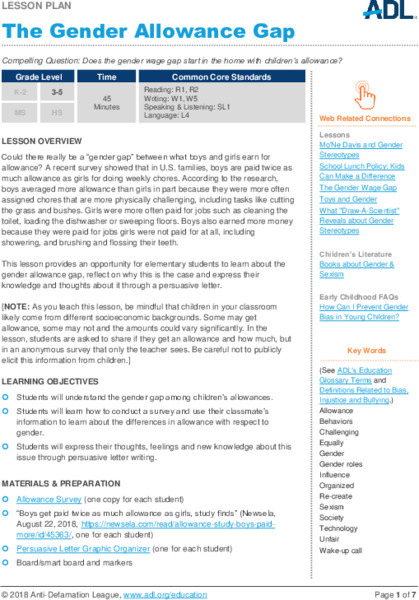 The Gender Allowance Gap Lesson Plan