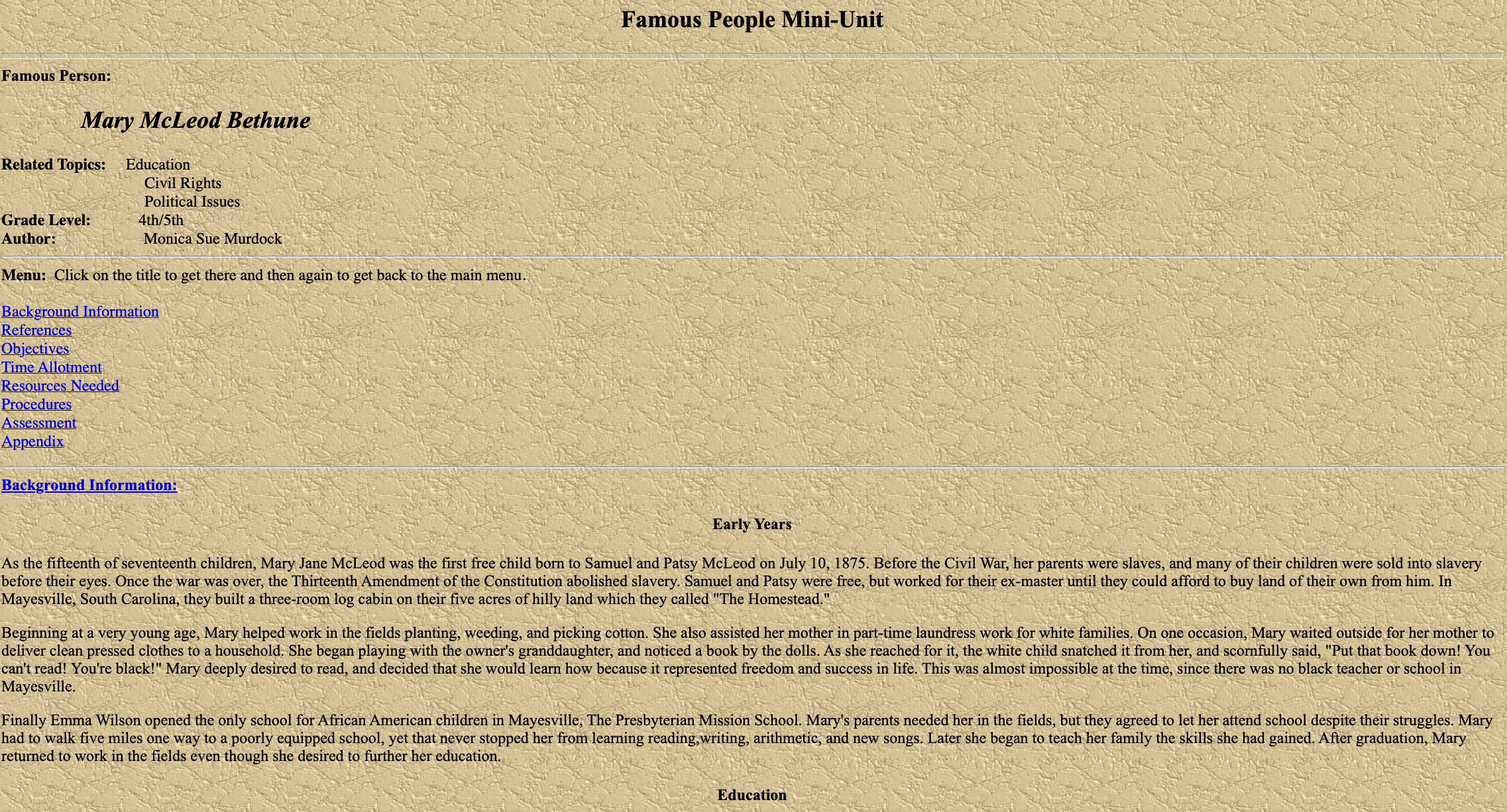 Mary McLeod Bethune Lesson Plan