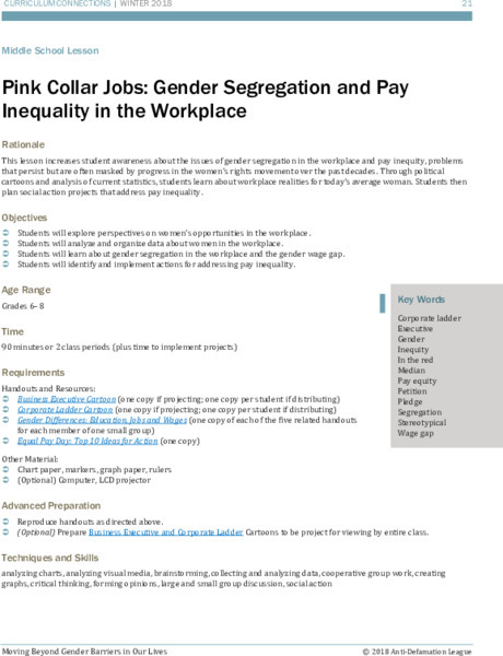 Pink Collar Jobs: Gender Segregation and Pay Inequality in the Workplace Lesson Plan
