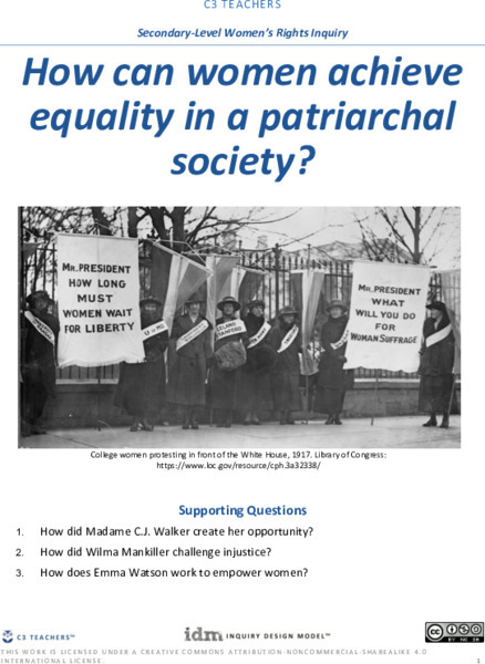 Women’s Rights: How Can Women Achieve Equality in a Patriarchal Society? Unit Plan