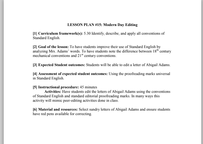 Modern Day Editing Lesson Plan