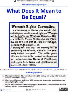 Women’s Rights: What Does It Mean to Be Equal? Unit Plan