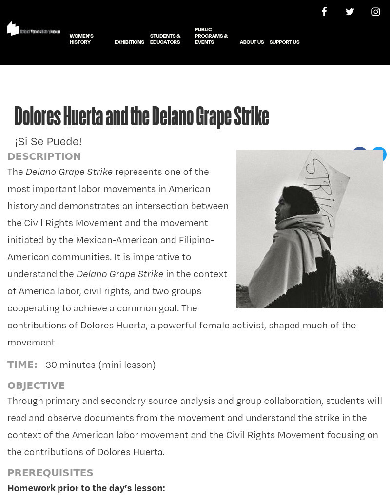 Dolores Huerta and the Delano Grape Strike Lesson Plan