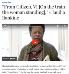 "From Citizen, VI [On the Train the Woman Standing]," Claudia Rankine Lesson Plan