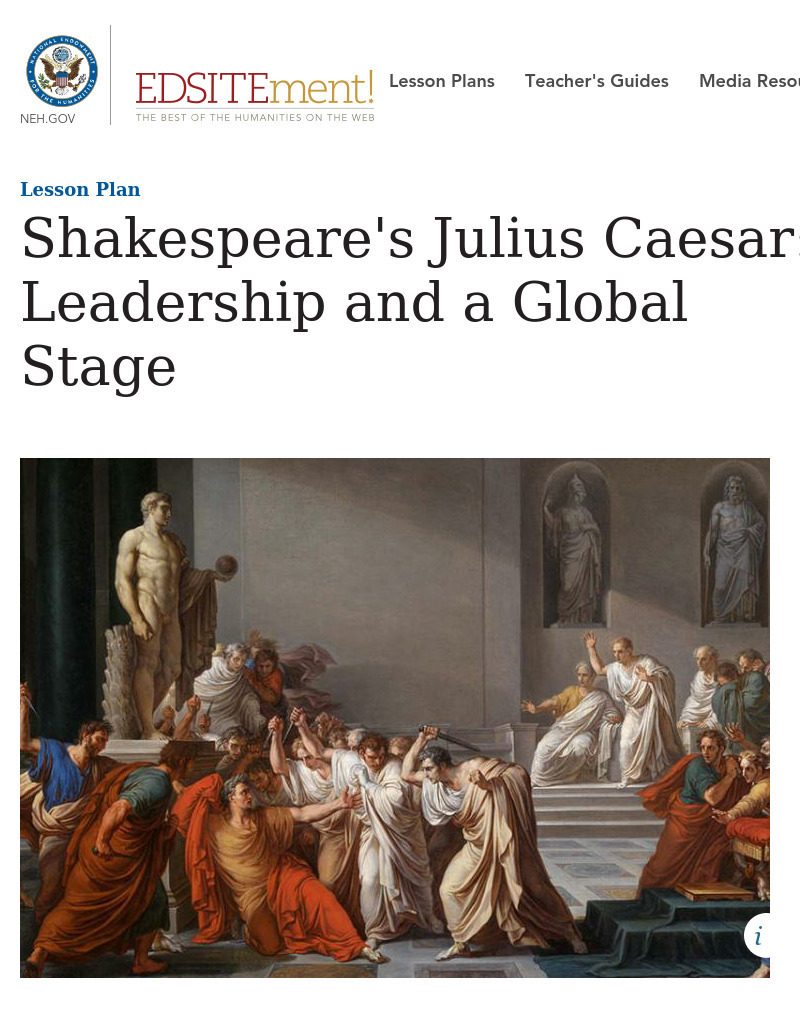 Shakespeare's Julius Caesar: Leadership and a Global Stage Lesson Plan