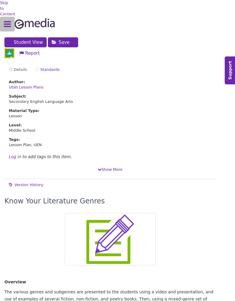 Know Your Literature Genres Lesson Plan