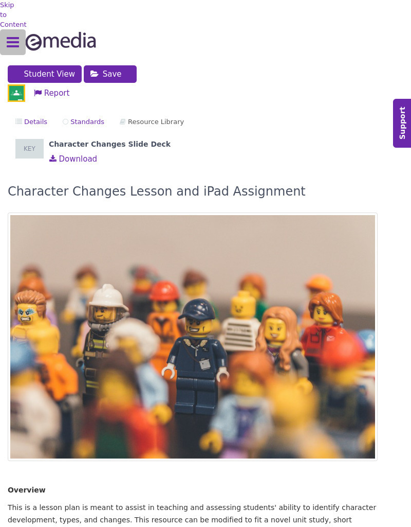Character Changes Lesson and iPad Assignment Lesson Plan