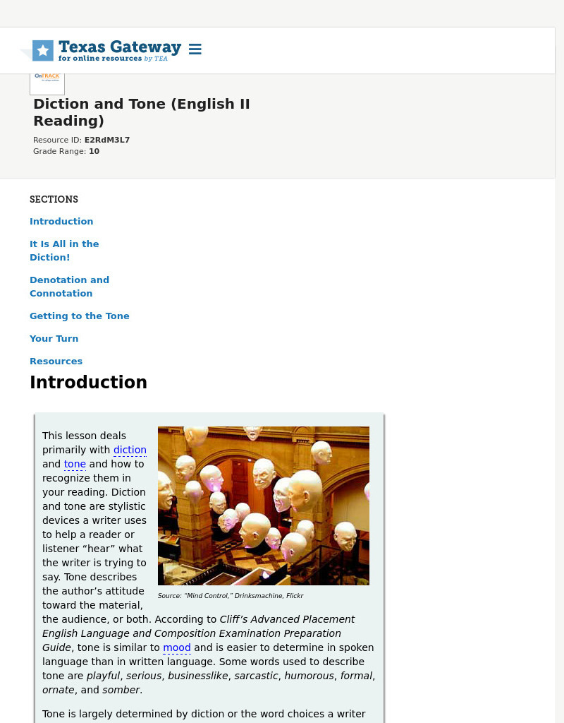 Diction and Tone (English II Reading) Interactive