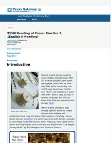Close Reading of Prose: Practice 2 (English II Reading) Interactive